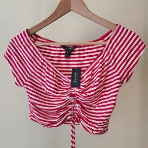 NWT Red and White Striped Crop Top